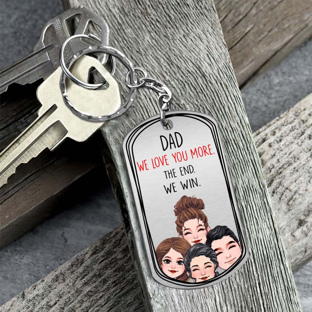 Discover Dad I Love You More - Gift for dad, grandma, grandpa, mom, uncle, aunt - Personalized Stainless Steel Keychain
