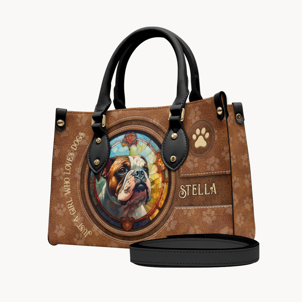 Stained Glass Dog - Personalized Dog Leather Handbag