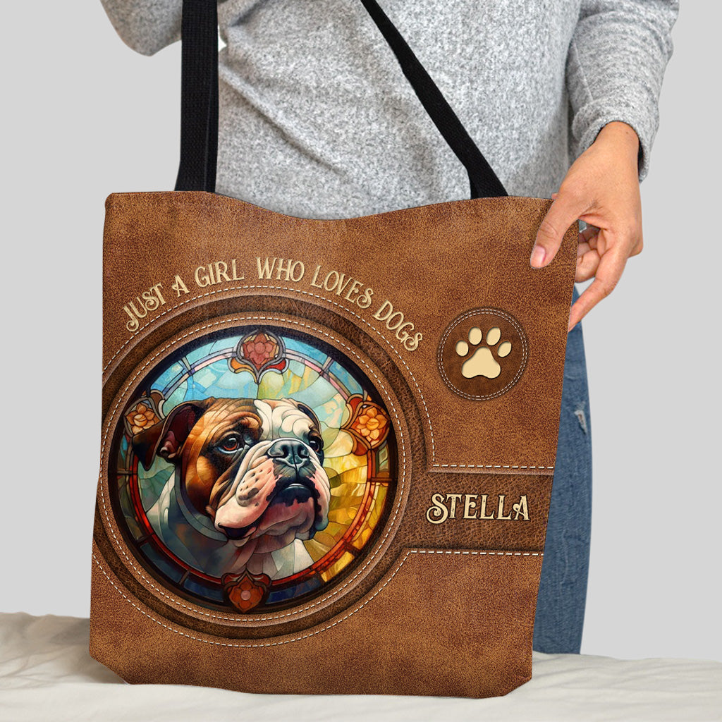 Stained Glass Dog - Personalized Dog Tote Bag