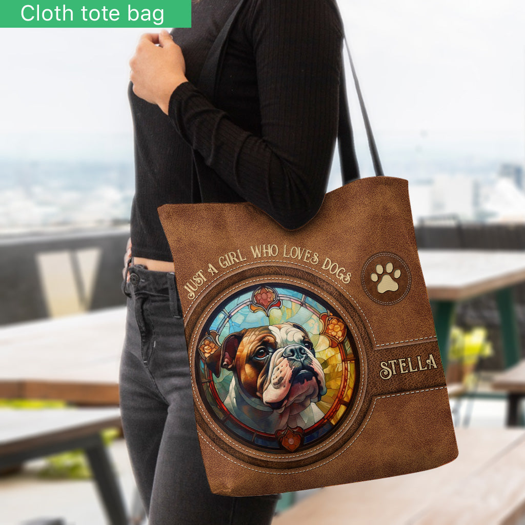 Stained Glass Dog - Personalized Dog Tote Bag