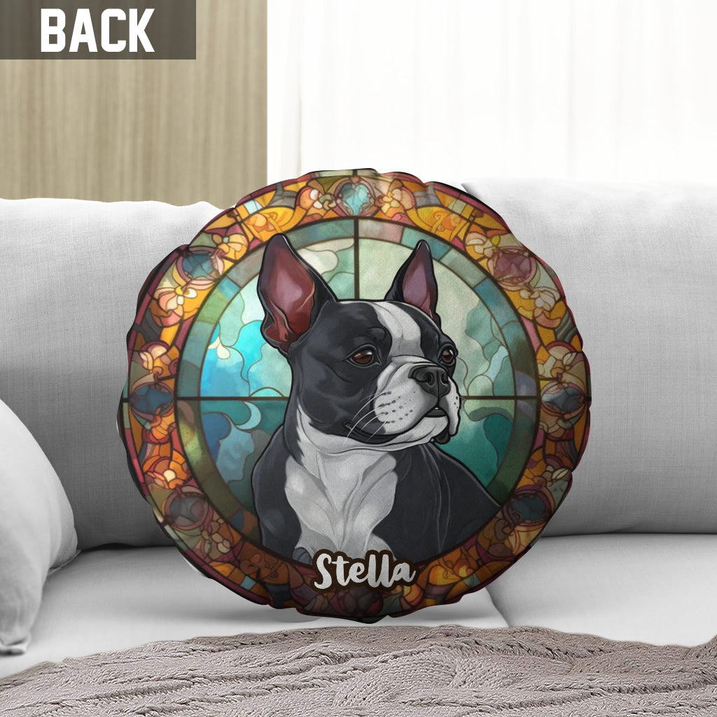 Stained Glass Dog - Personalized Dog Shaped Pillow