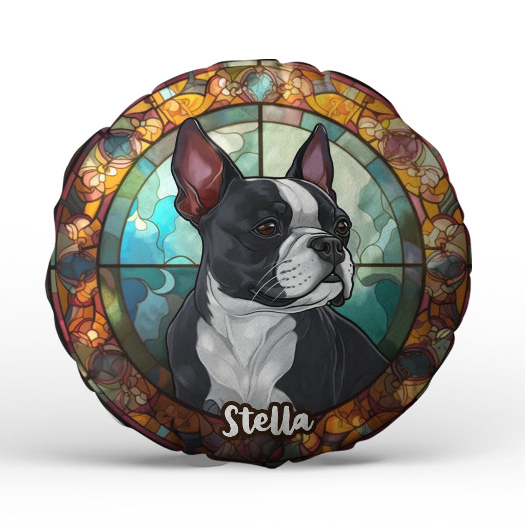Stained Glass Dog - Personalized Dog Shaped Pillow