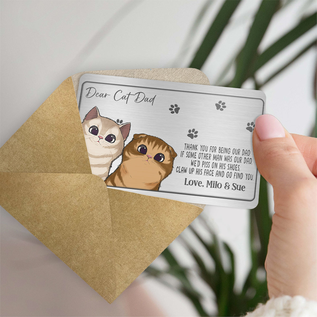 Thank You For Being Our Dad - Personalized Cat Wallet Insert Card