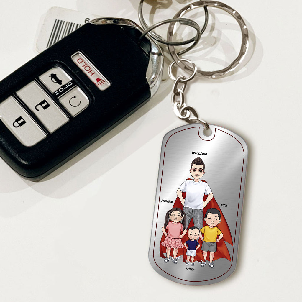 Discover Dad Are Like Super Heroes - Personalized Father Stainless Steel Keychain