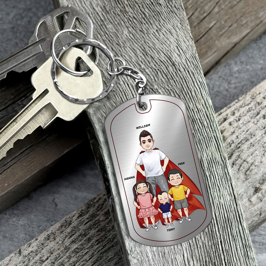 Dad Are Like Super Heroes - Personalized Father Stainless Steel Keychain