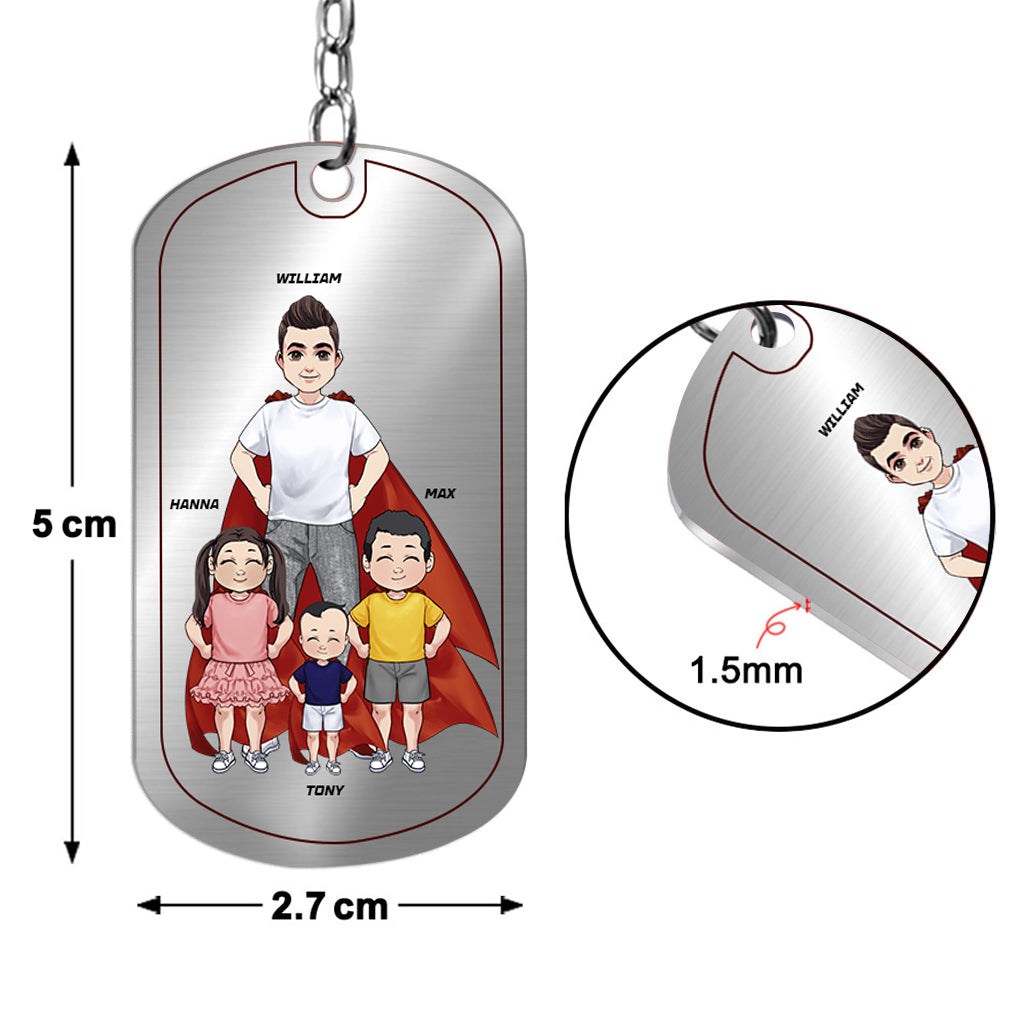 Disover Dad Are Like Super Heroes - Personalized Father Stainless Steel Keychain