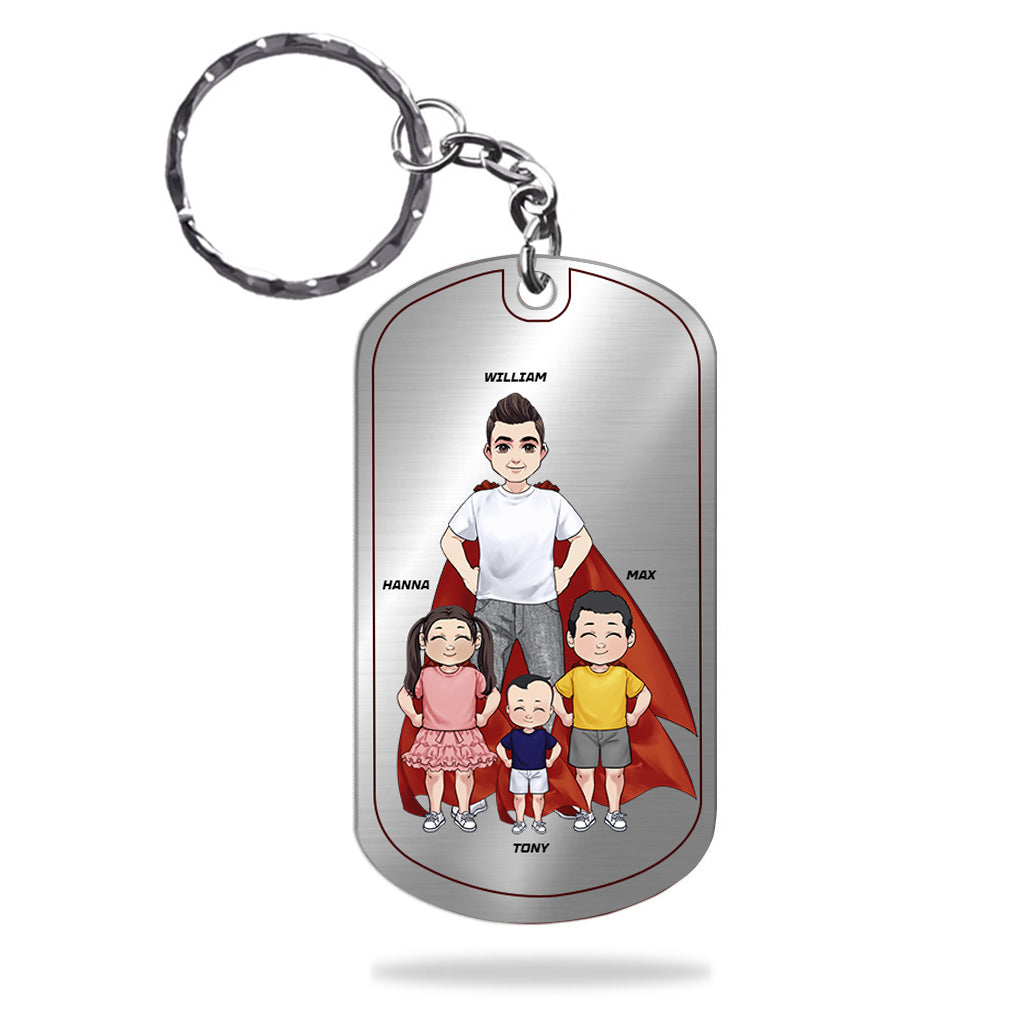 Disover Dad Are Like Super Heroes - Personalized Father Stainless Steel Keychain