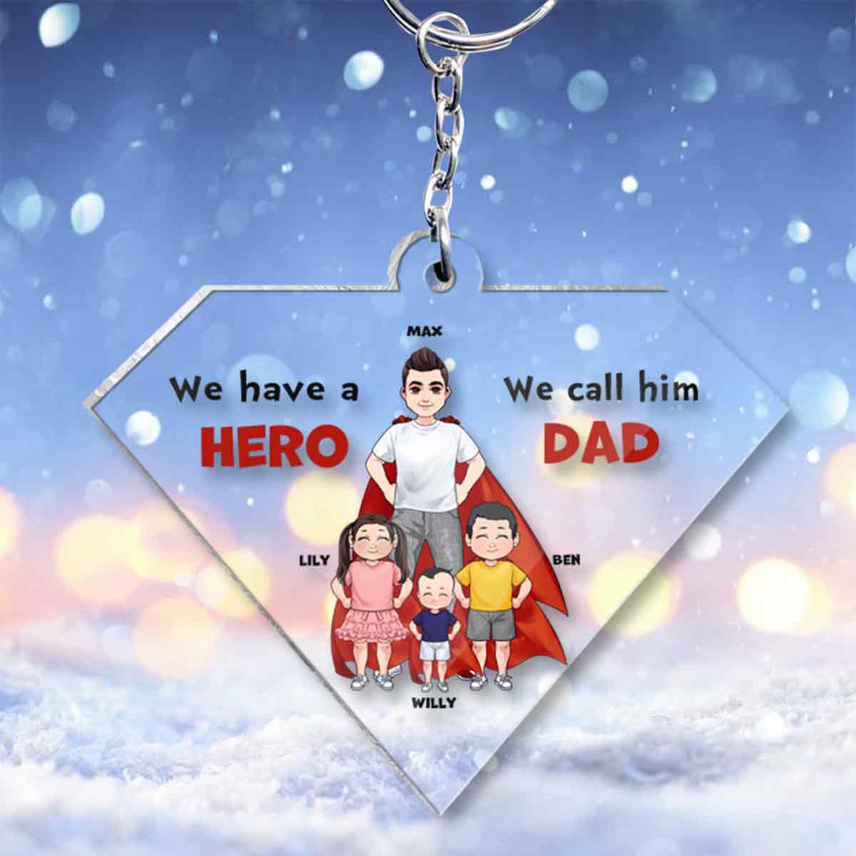 Dad Are Like Super Heroes - Personalized Father Transparent Transparent Keychain