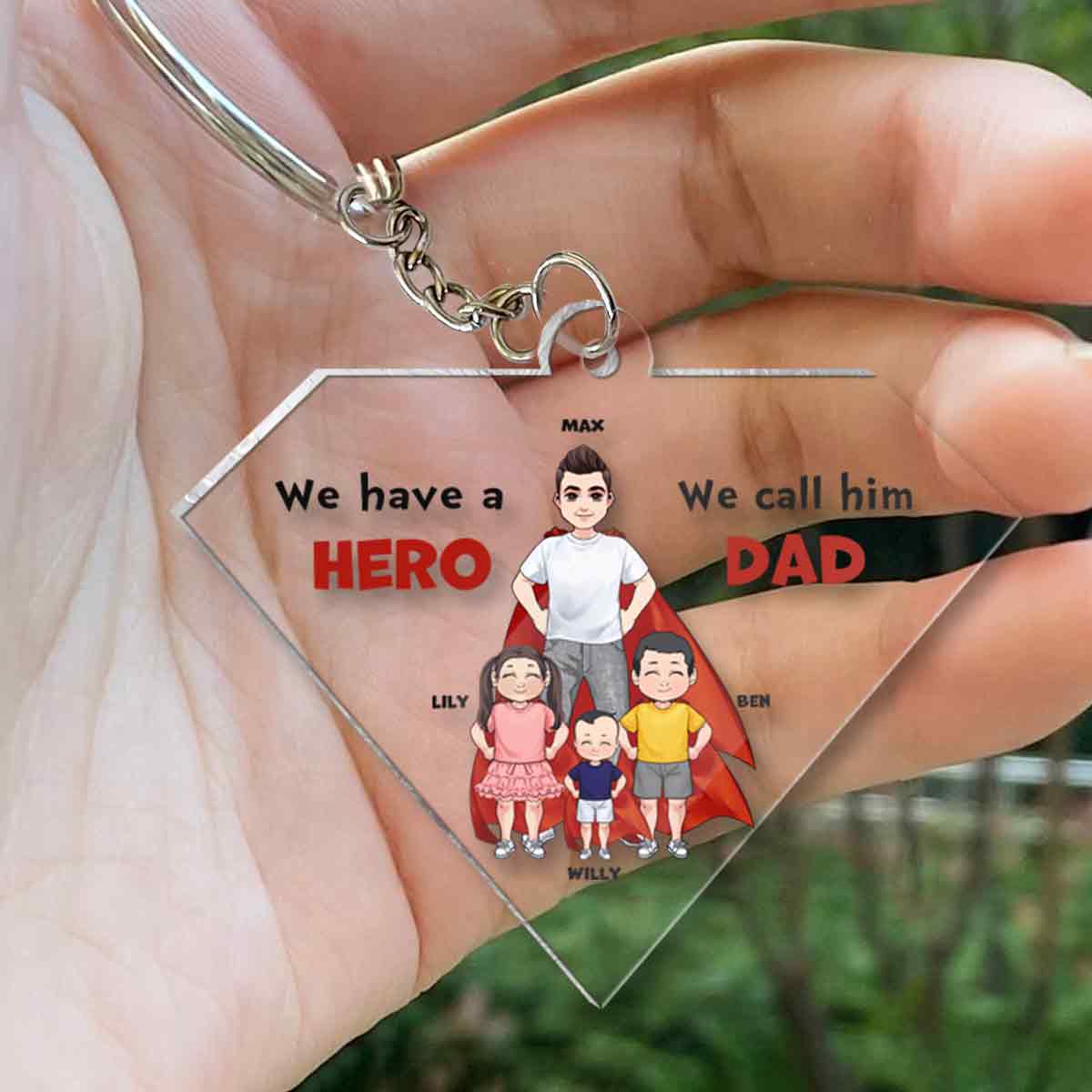 Dad Are Like Super Heroes - Personalized Father Transparent Transparent Keychain