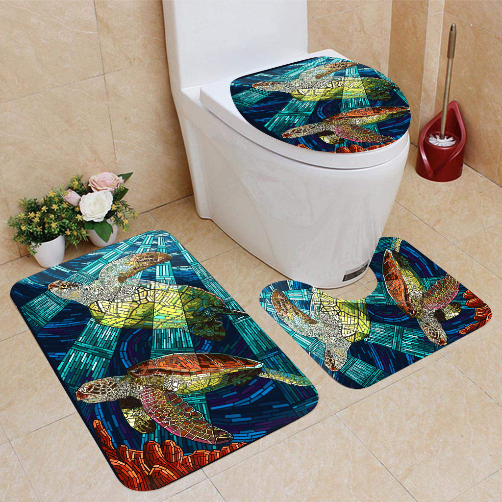 Mosaic Turtle Turtle Bathroom Curtain & Mats Set