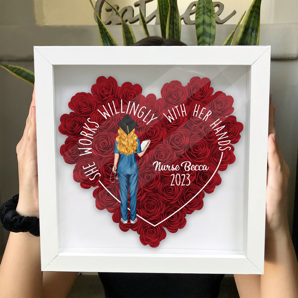 Never Forget The Difference That You Make - Personalized Nurse Flower Shadow Box