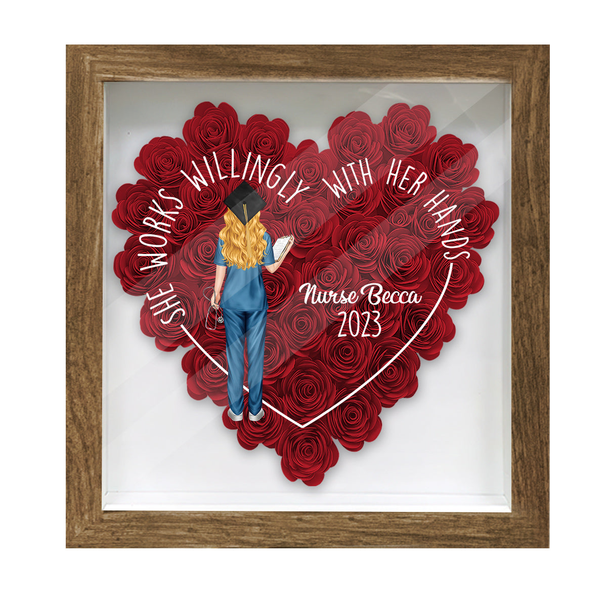 Never Forget The Difference That You Make - Personalized Nurse Flower Shadow Box