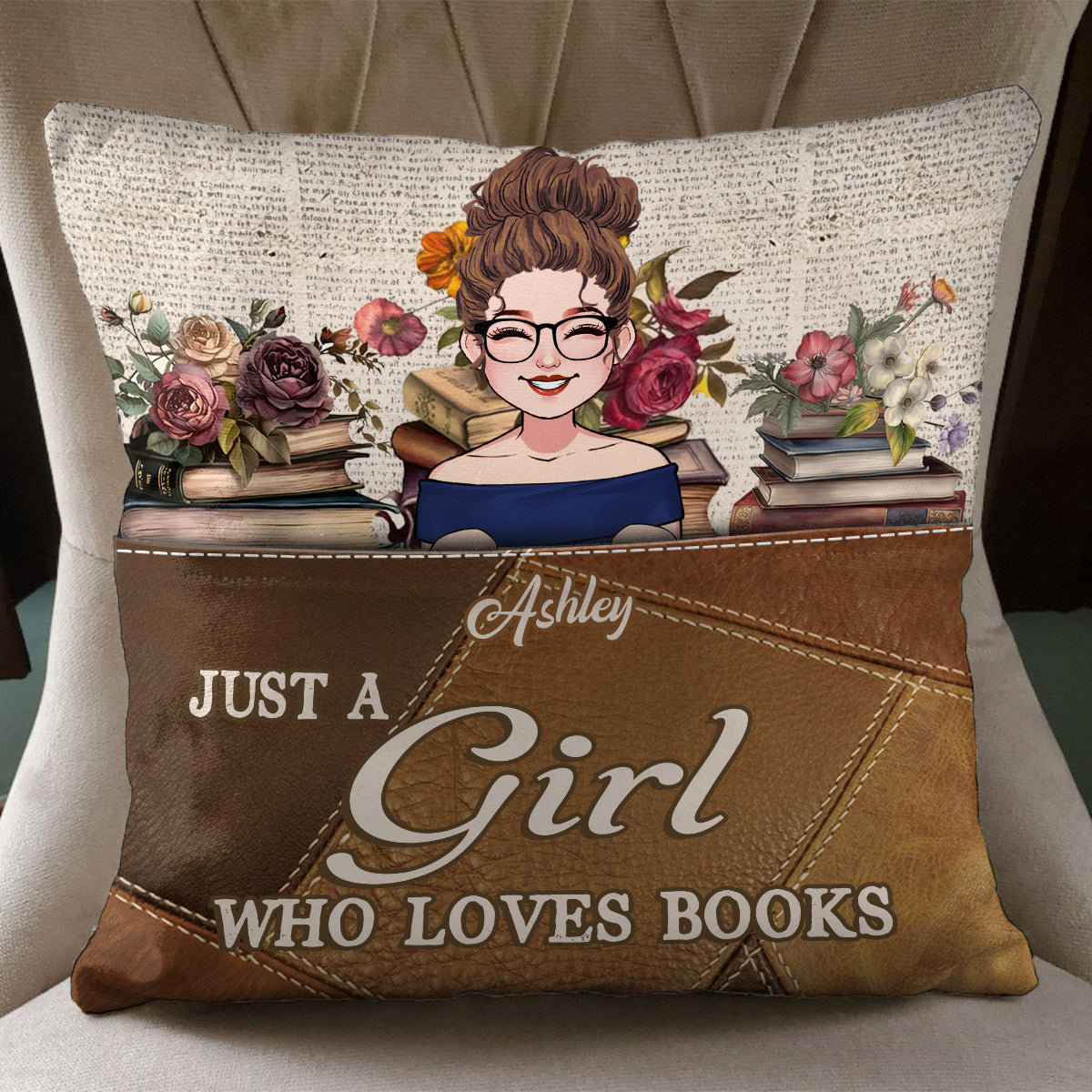 Just A Girl Who Loves Books - Personalized Book Pocket Pillow