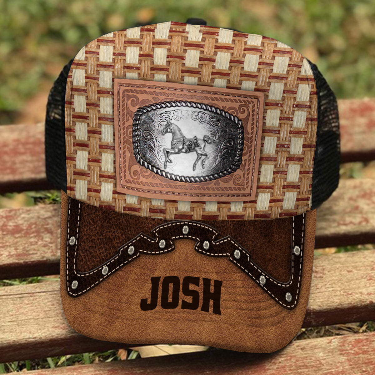 Metal Horse - Personalized Horse Trucker Hat (Black Mesh)