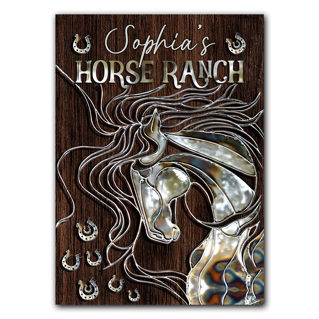 Horse Ranch - Personalized Horse Rectangle Metal Sign