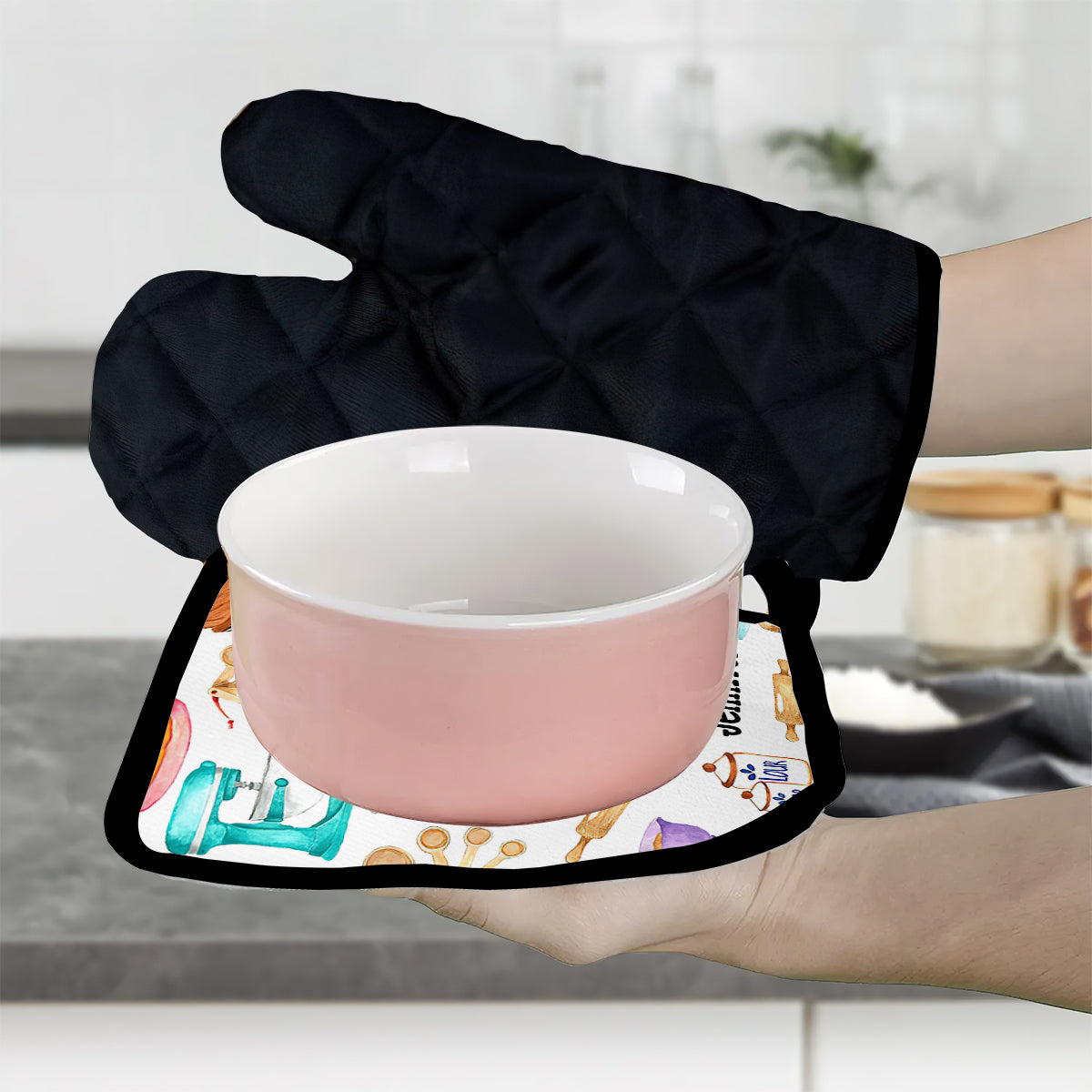 Let's Get Baked - Personalized Baking Oven Mitts & Pot Holder Set