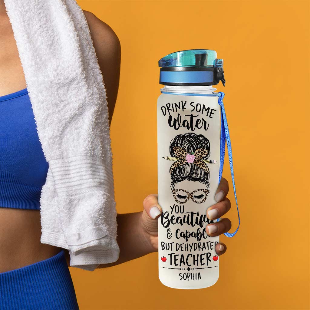 Drink Some Water - Personalized Teacher Water Tracker Bottle