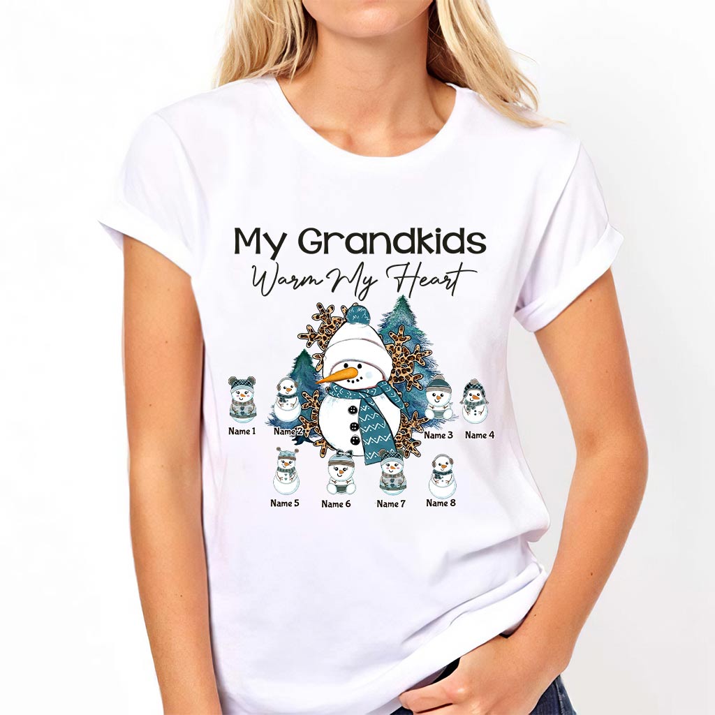 My Grandkids Warm My Heart - Personalized Christmas Grandma T-shirt and Hoodie