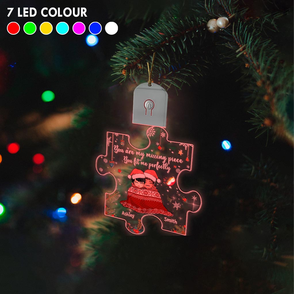 You Are My Missing Piece - Personalized Christmas Couple Shaped Led Acrylic Ornament