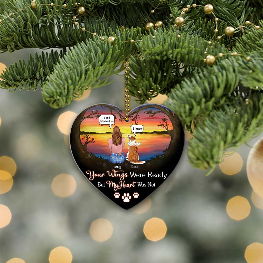 Your Wings Were Ready But My Heart Was Not I Miss You - Personalized Dog Heart Aluminium Ornament (Printed On Both Sides)