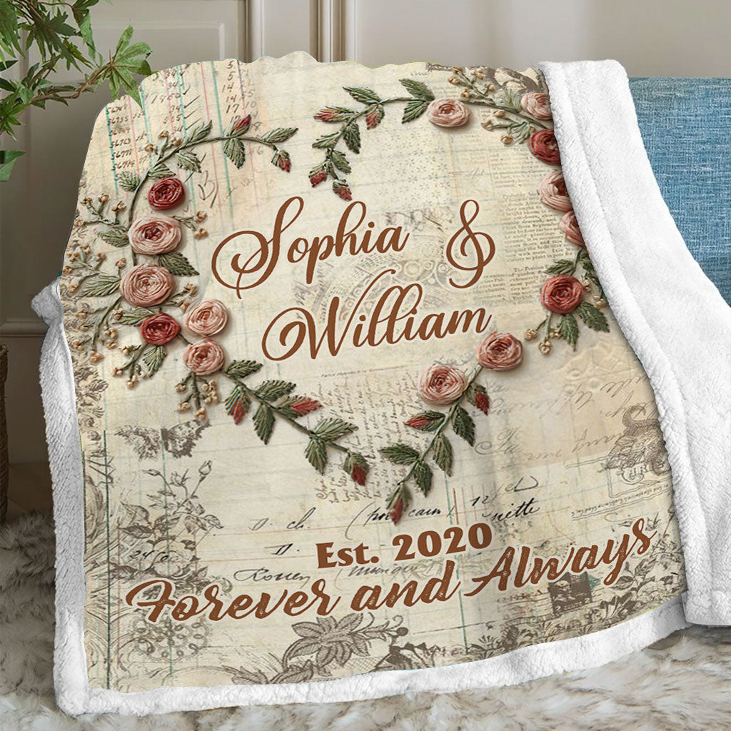 Forever And Always - Personalized Couple Blanket