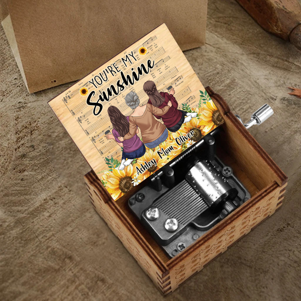 You're My Sunshine Mom Personalized Mother's Day Hand Crank Music Box