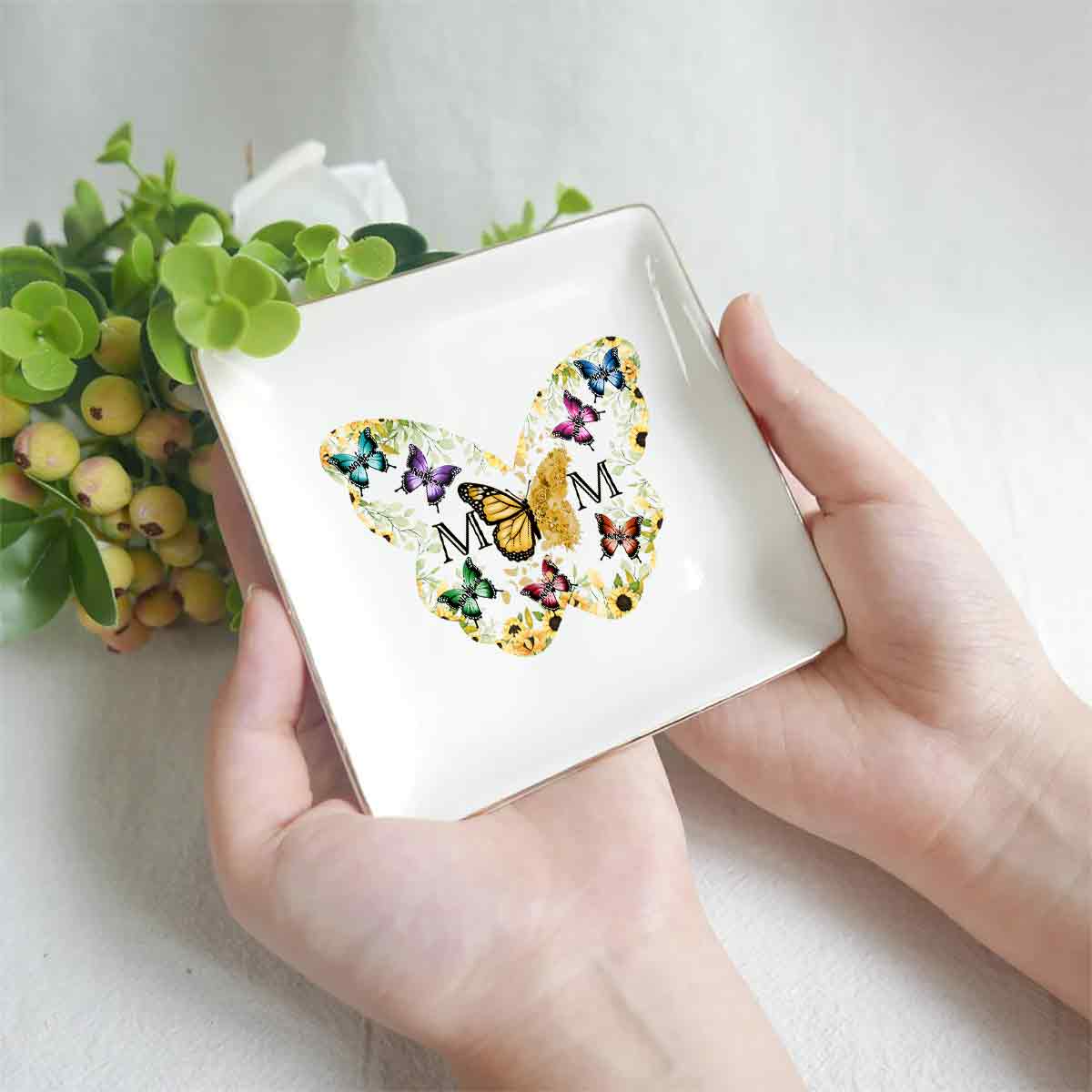 Mom Butterfly - Personalized Mother Jewelry Dish