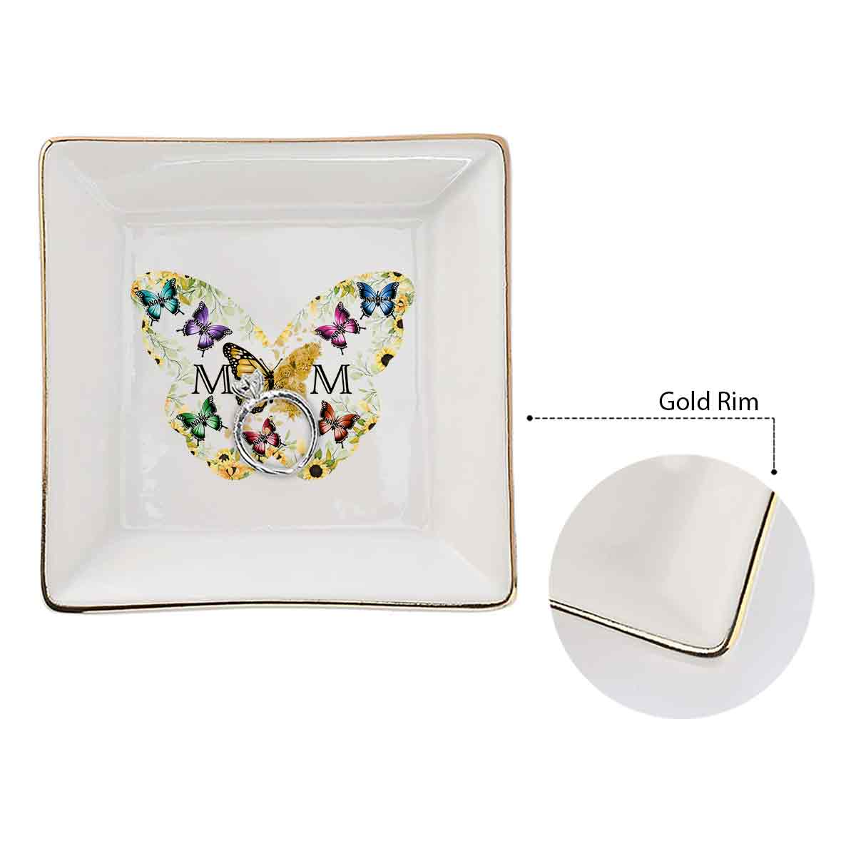 Mom Butterfly - Personalized Mother Jewelry Dish
