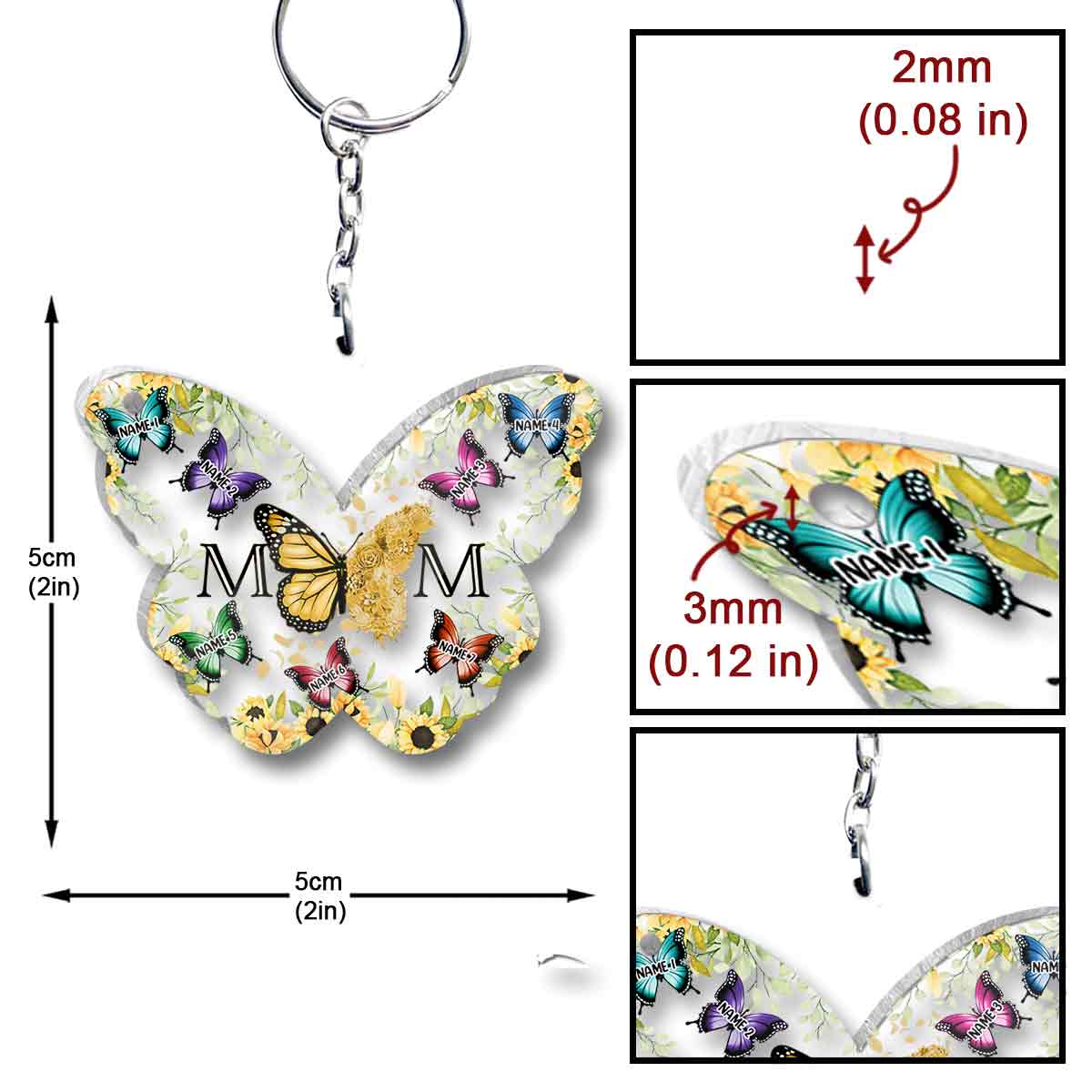 Mom Butterfly - Personalized Mother Transparent Transparent Keychain