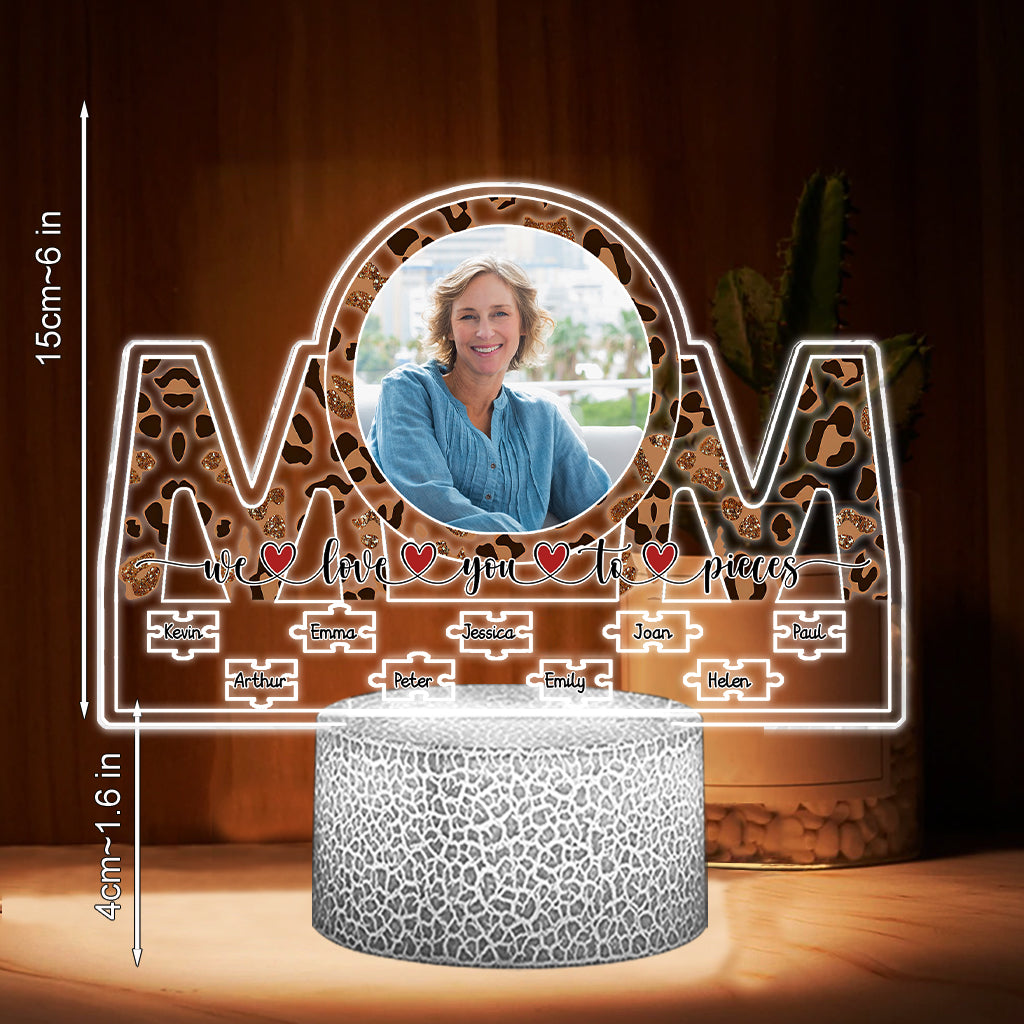 We Love You To Pieces - Personalized Mother's Day Mother Shaped Plaque Light Base