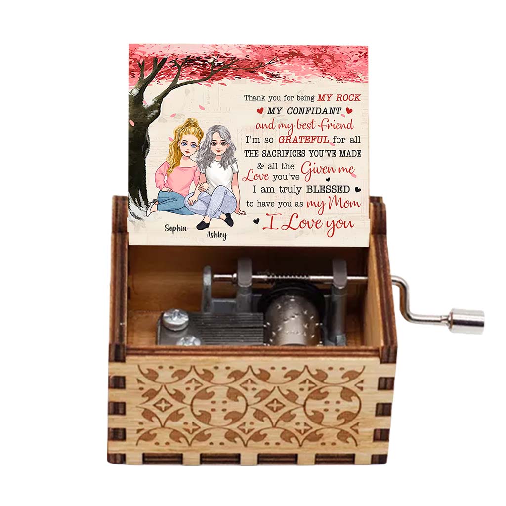 Thanh You For Being My Rock - Personalized Mother Hand Crank Music Box