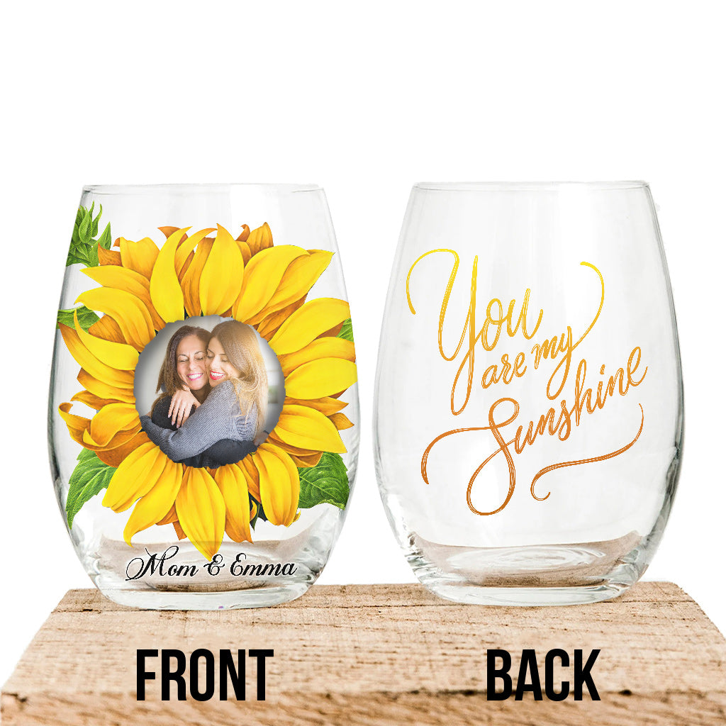 You Are My Sunshine - Personalized Mother's Day Mother All Over Wine Glass