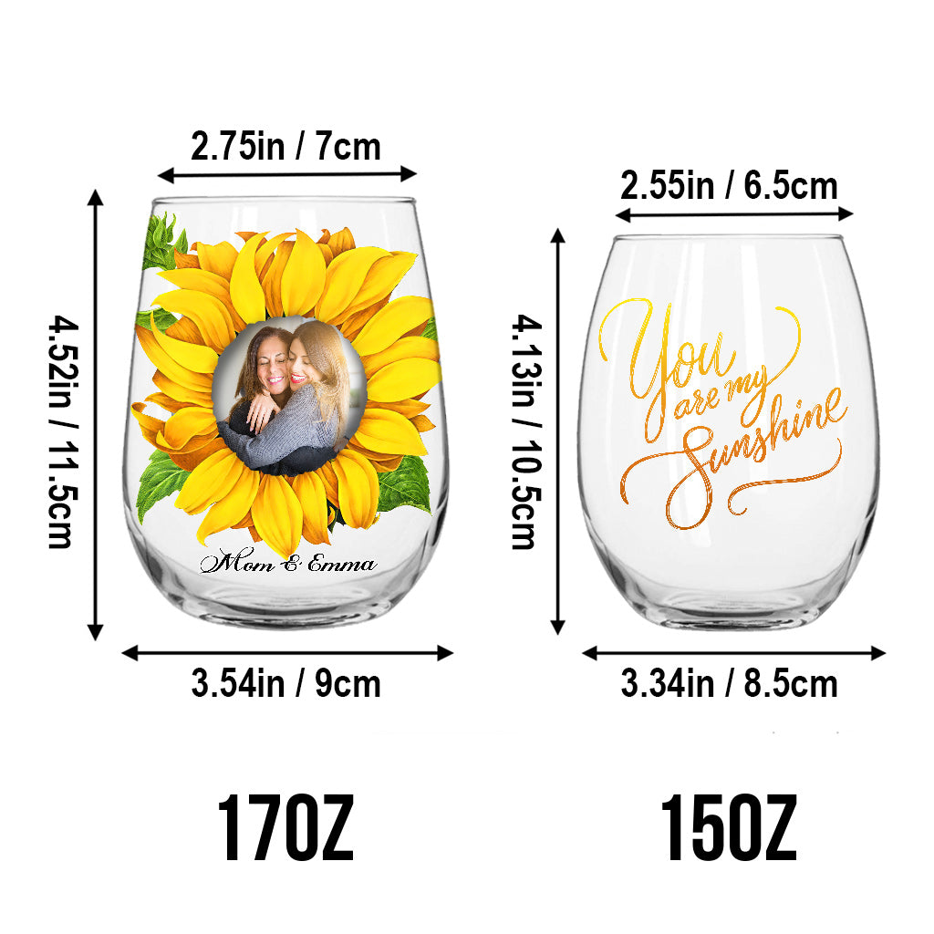 You Are My Sunshine - Personalized Mother's Day Mother All Over Wine Glass