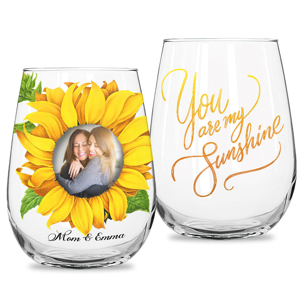 You Are My Sunshine - Personalized Mother's Day Mother All Over Wine Glass
