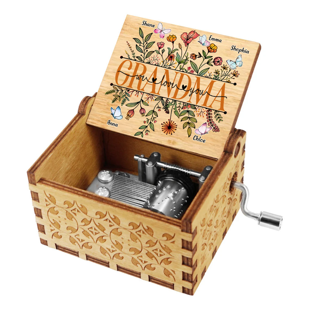 Grandma We Love You - Personalized Mother's Day Grandma Hand Crank Music Box