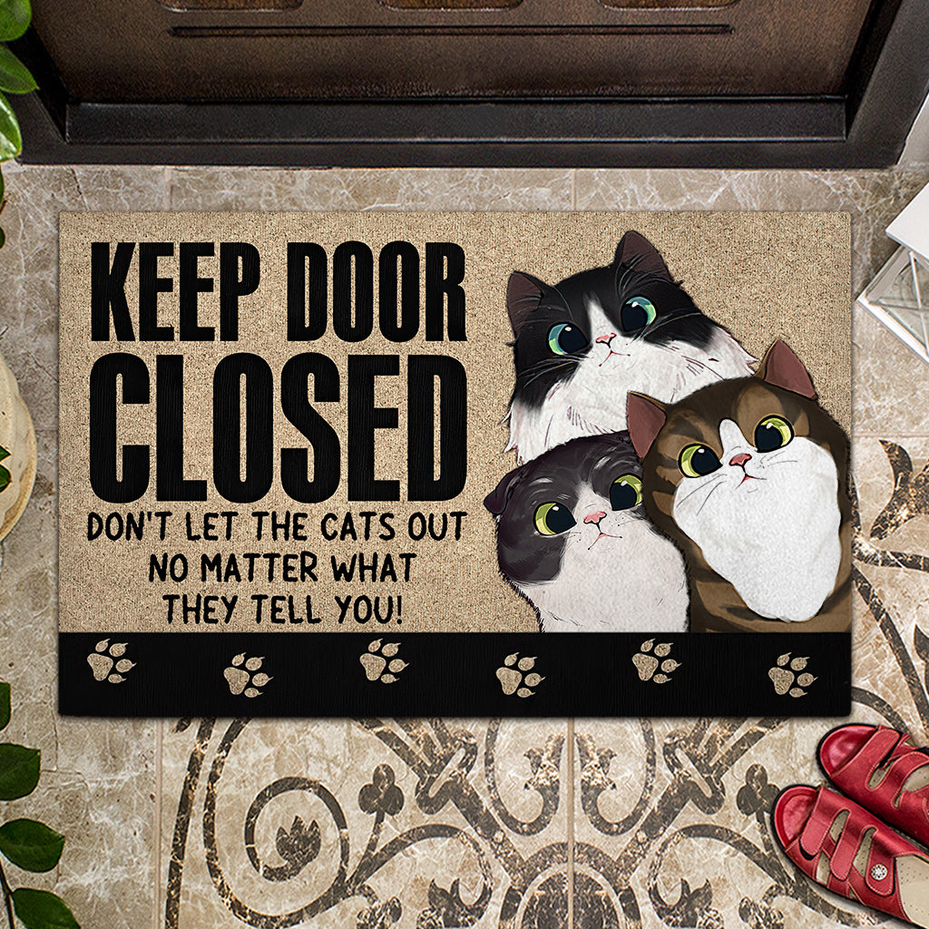 Keep Door Closed - Personalized Cat Doormat