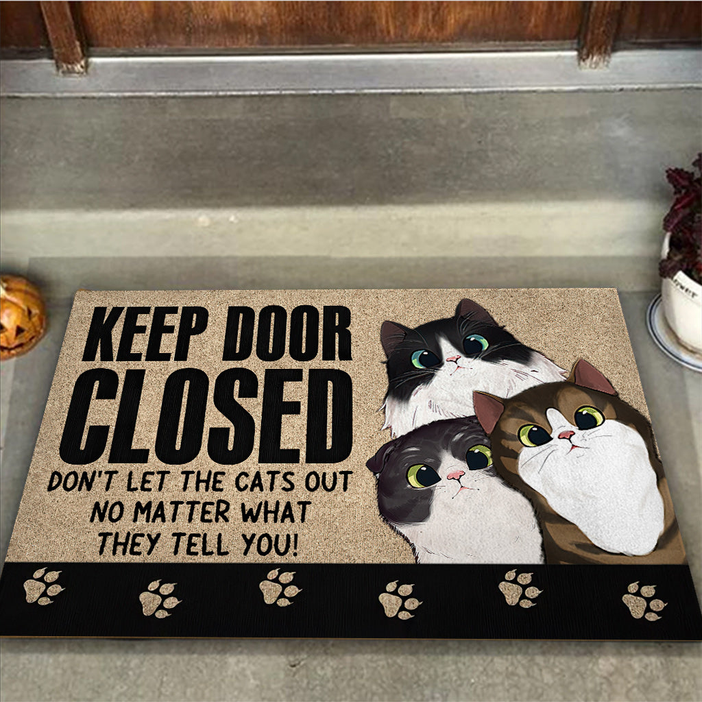 Keep Door Closed - Personalized Cat Doormat