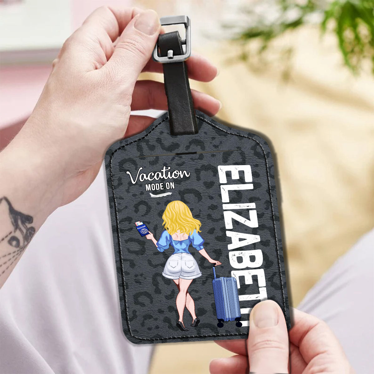 Vacation Mode On - Travelling gift for mom, daughter, granddaughter, wife, girlfriend, friend - Personalized Leather Luggage Tag