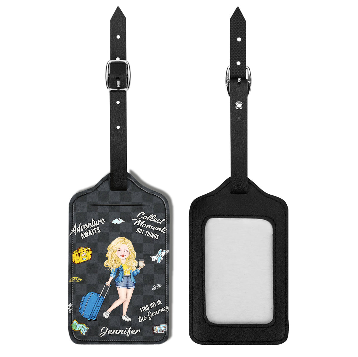 Find Joy In The Journey - Personalized Travelling Leather Luggage Tag