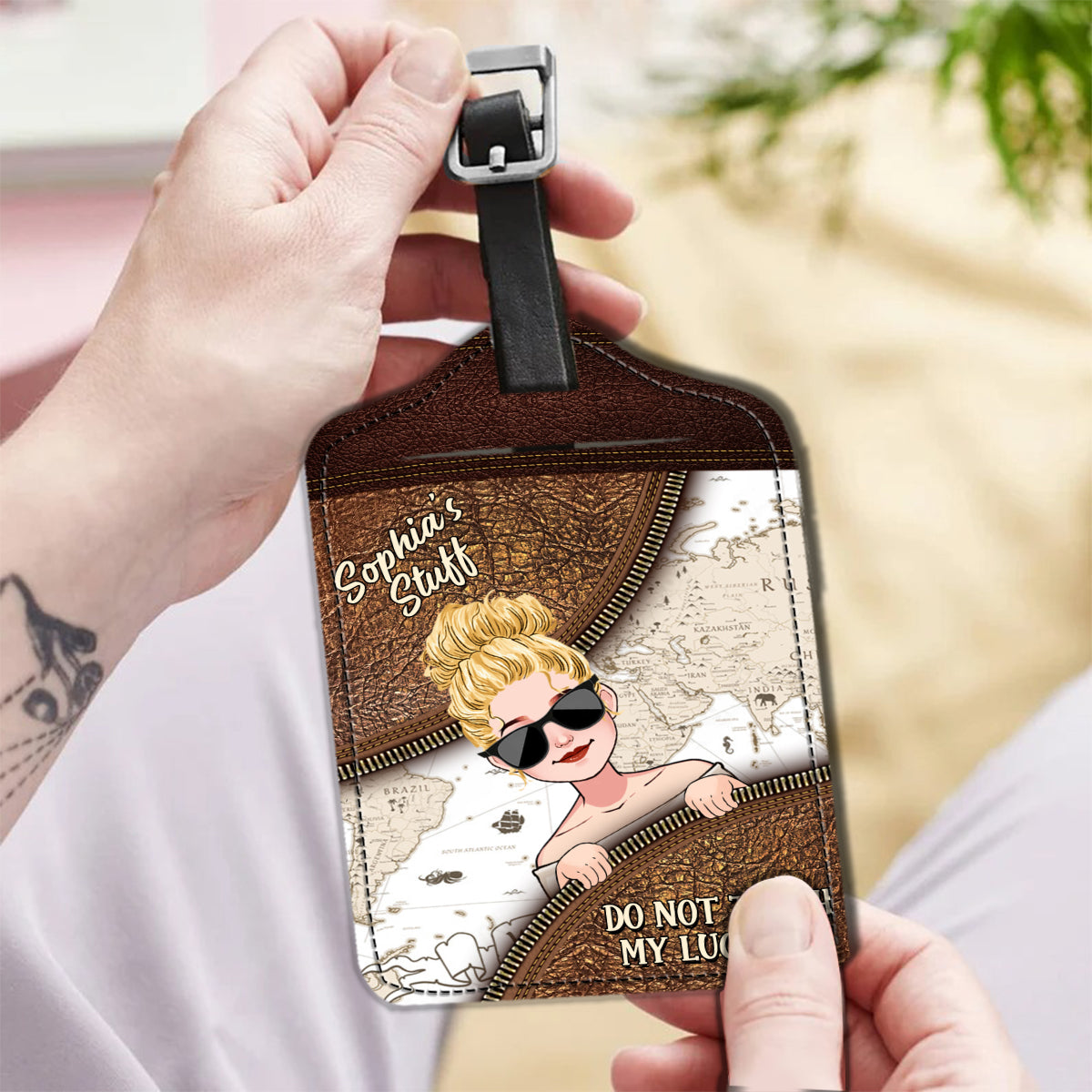 Find Joy In The Journey - Personalized Travelling Leather Luggage Tag