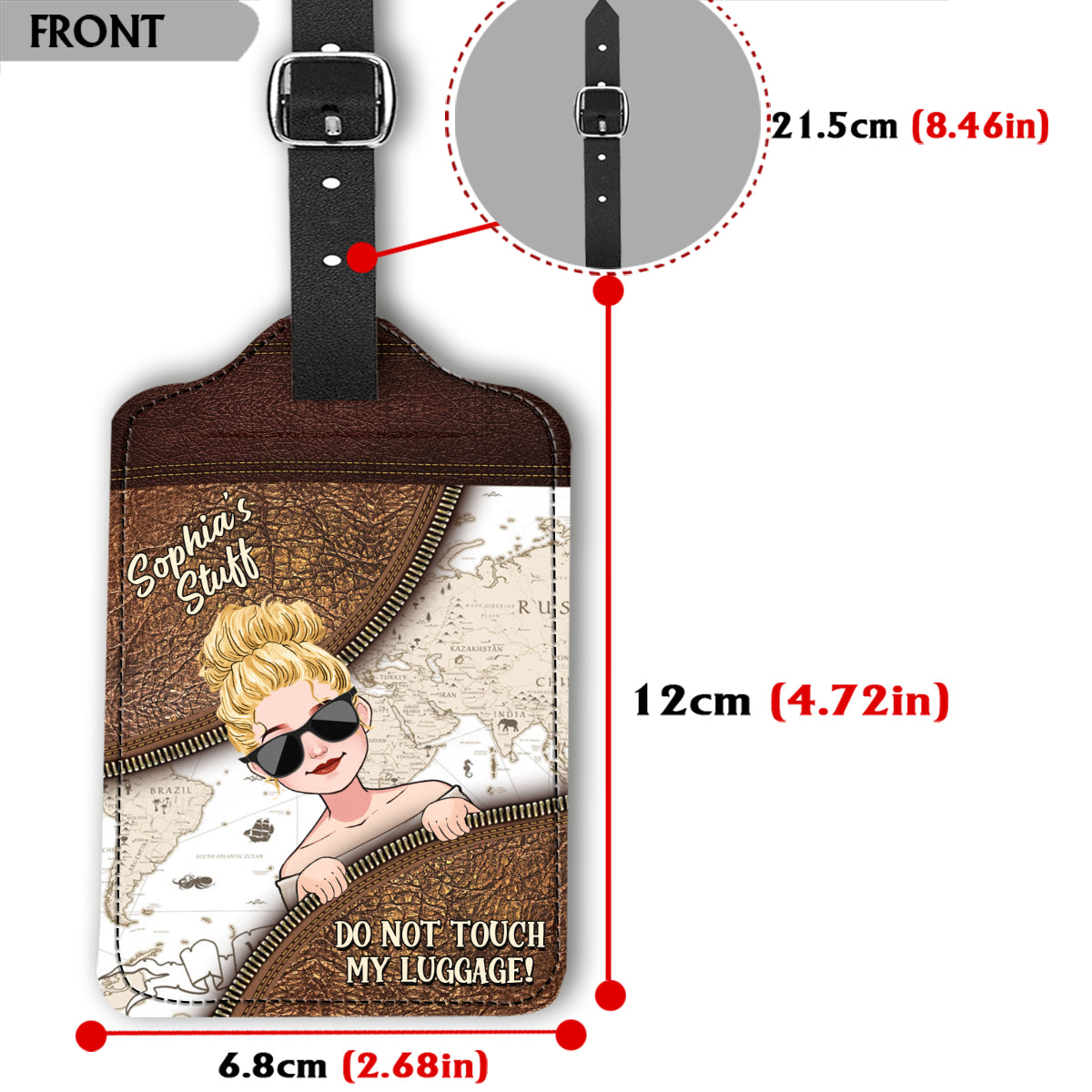 Find Joy In The Journey - Personalized Travelling Leather Luggage Tag