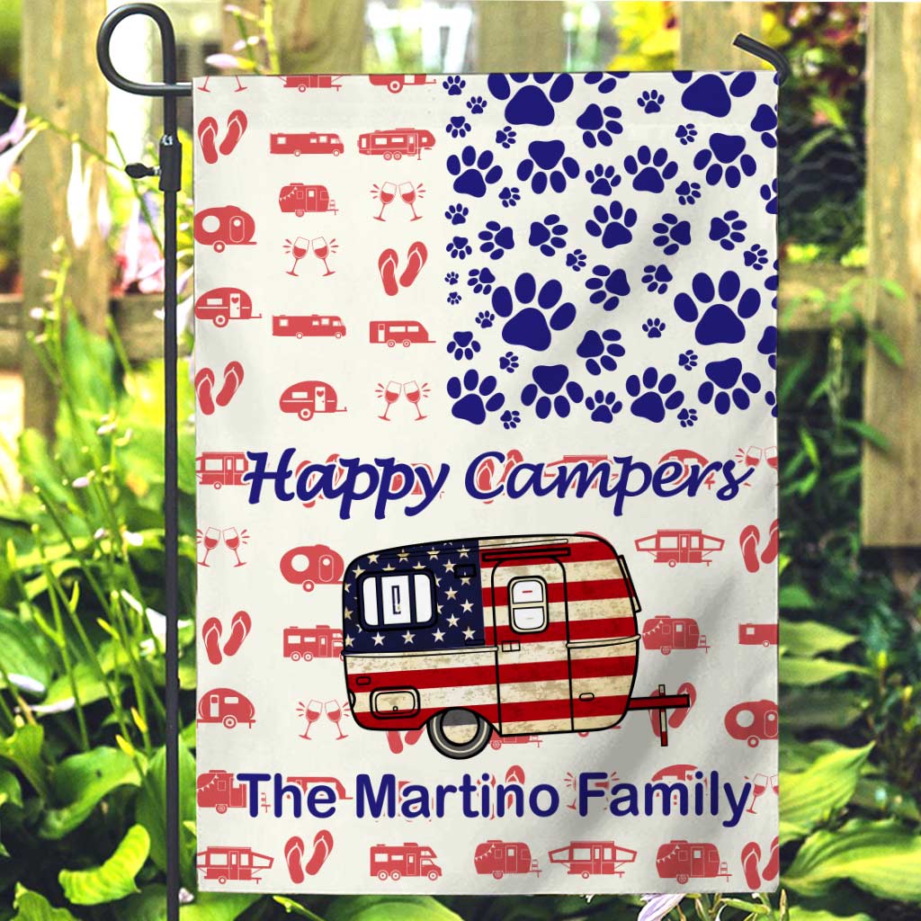 Happy Campers - Personalized Independence day Camping Garden Flag