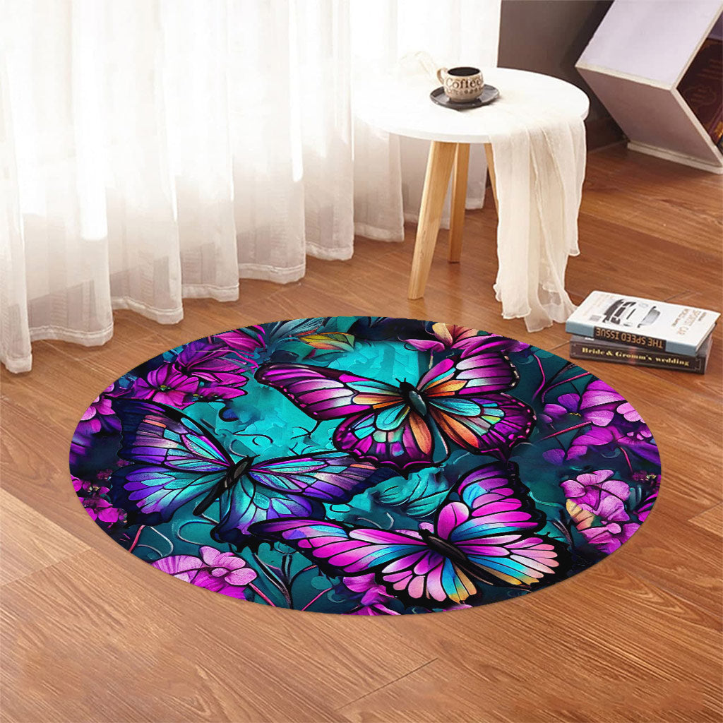 Beautiful Butterflies - Butterfly Round Rug