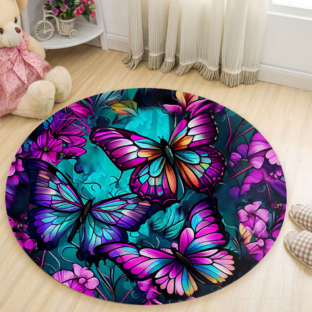 Beautiful Butterflies - Butterfly Round Rug