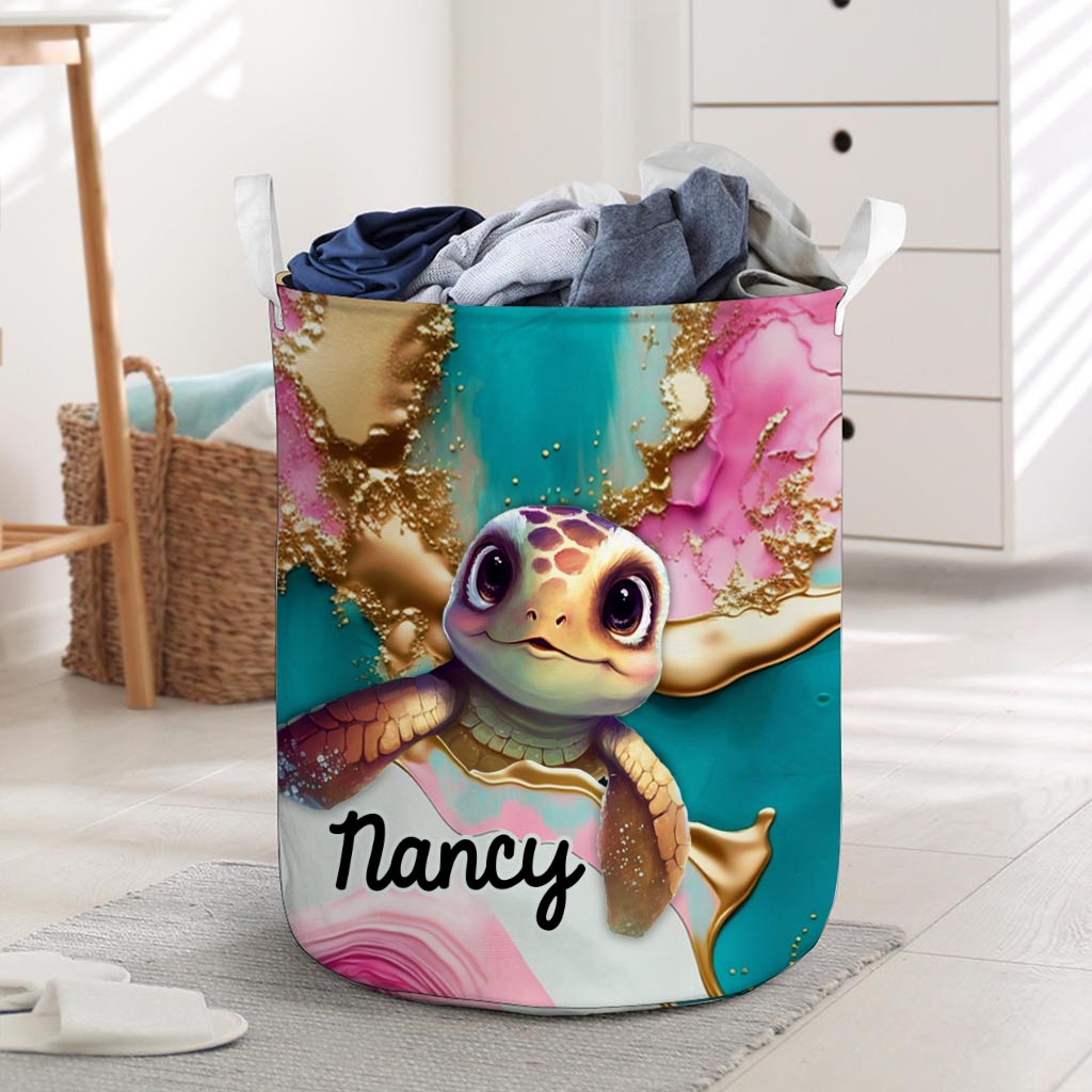 Salty Lil' Beach - Personalized Turtle Laundry Basket