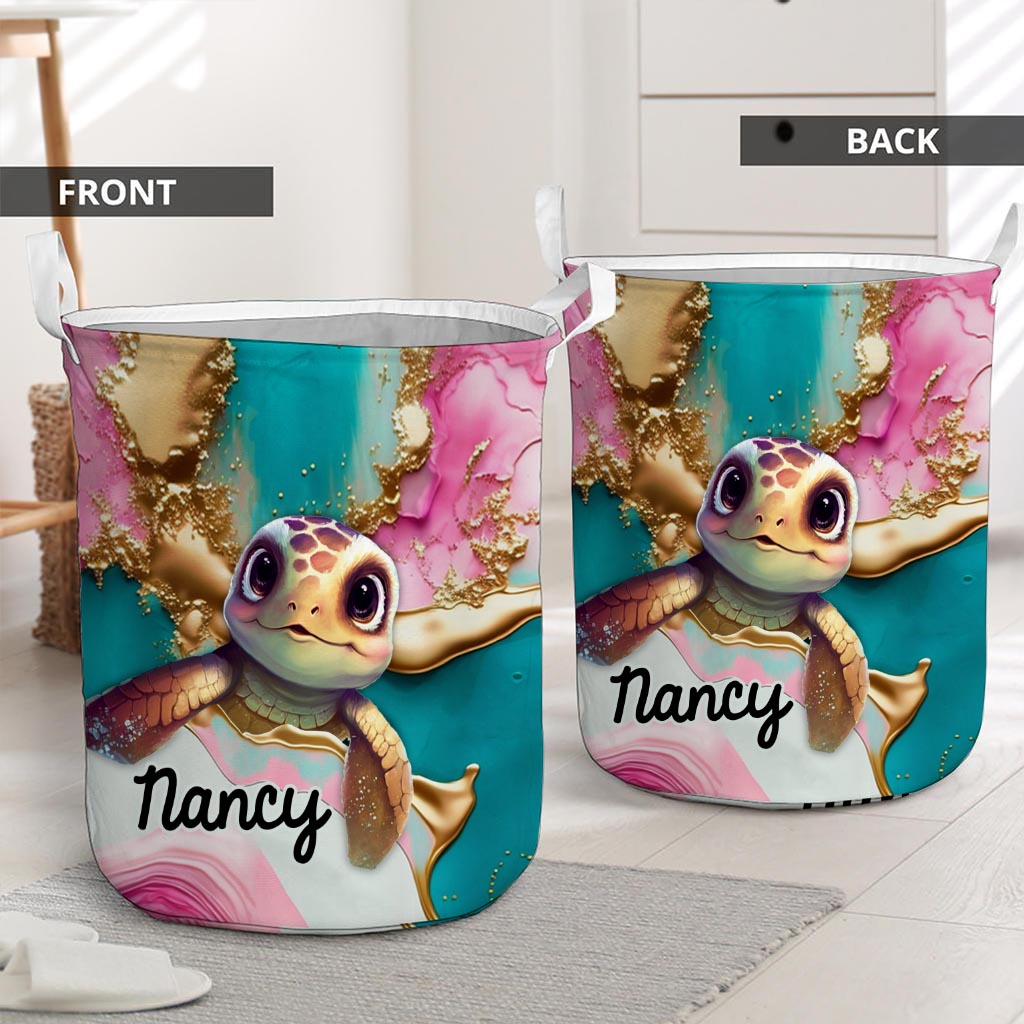 Salty Lil' Beach - Personalized Turtle Laundry Basket