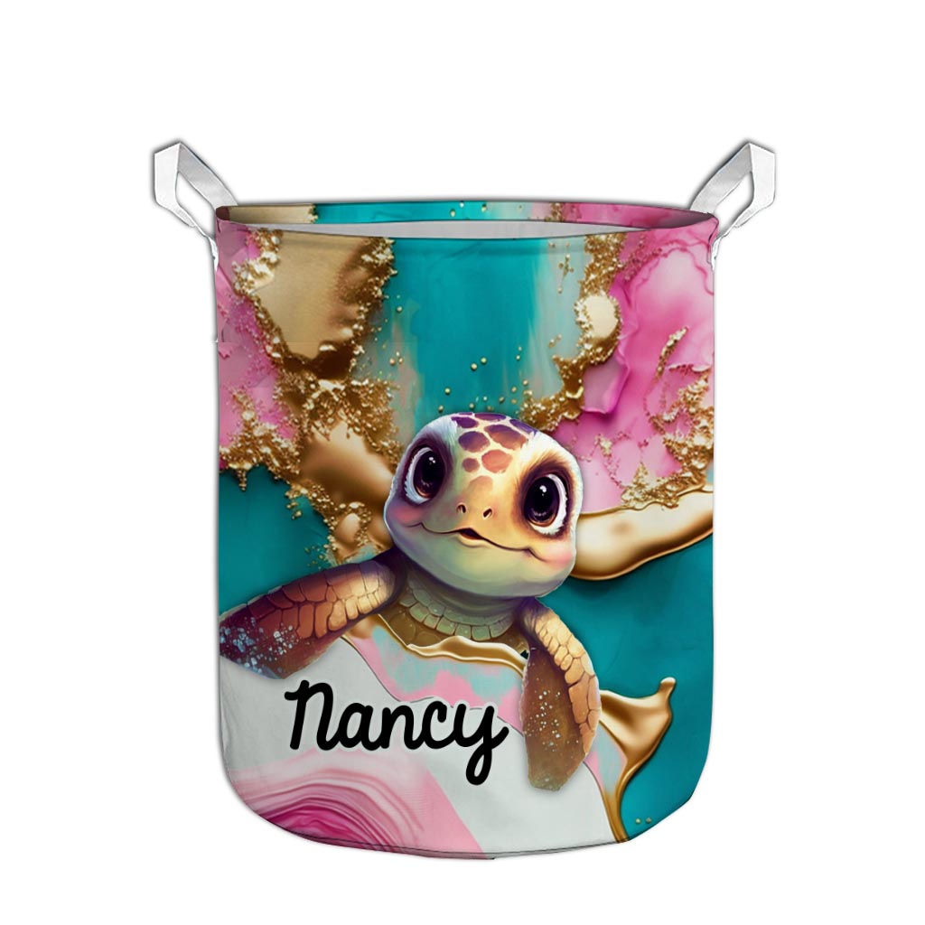 Salty Lil' Beach - Personalized Turtle Laundry Basket