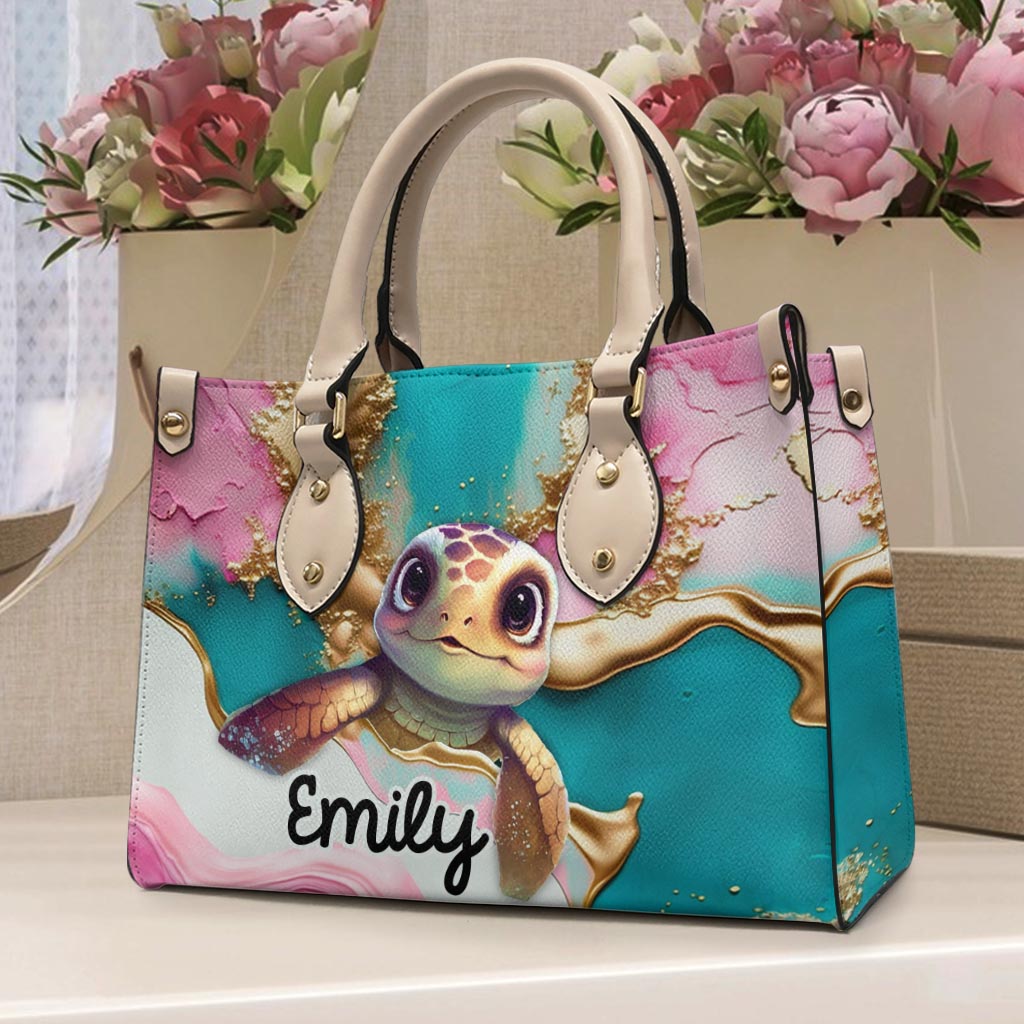 Salty Lil' Beach - Personalized Turtle Leather Handbag