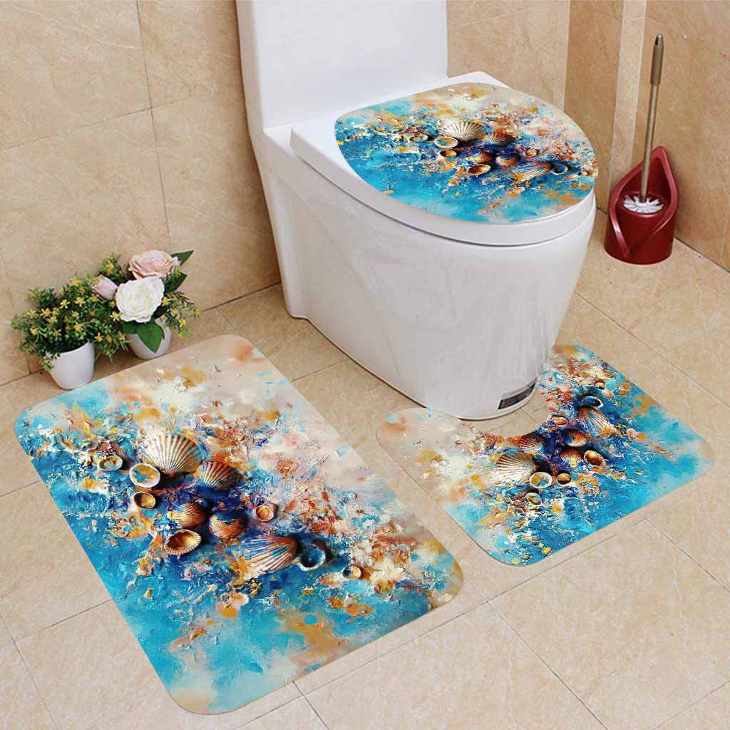 Sea Shell - Sea Lover Bathroom Curtain & Mats Set