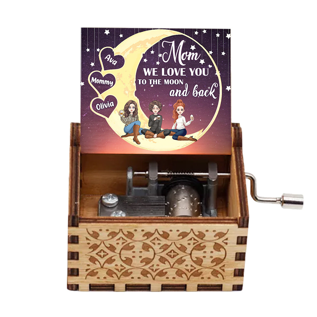 I Love You To The Moon And Back - Personalized Mother's Day Mother Hand Crank Music Box